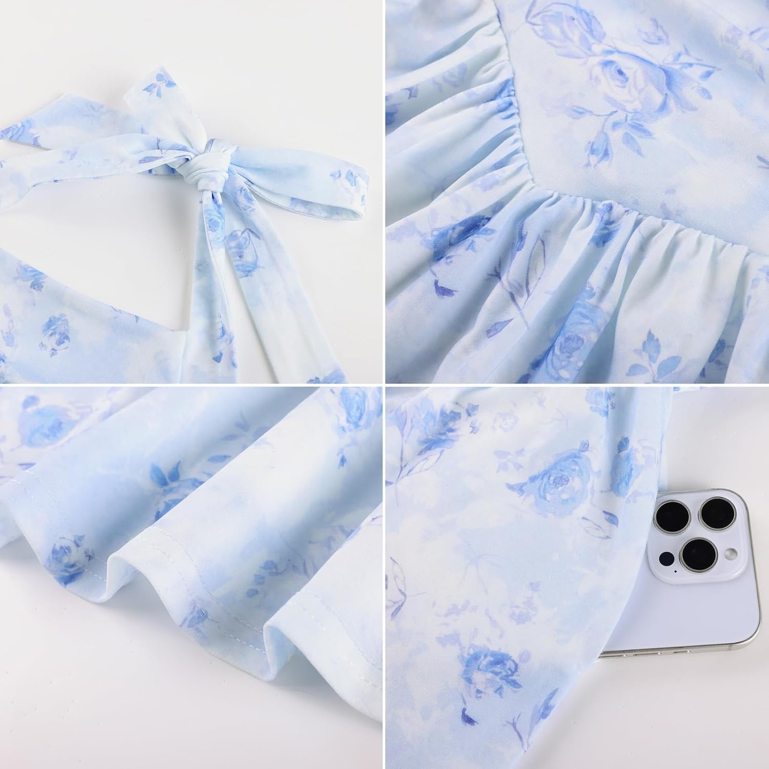 image:imageGrace Karin Girls Floral Summer Spring Halter Tie Back Dresses Size 716Light Blue Roses