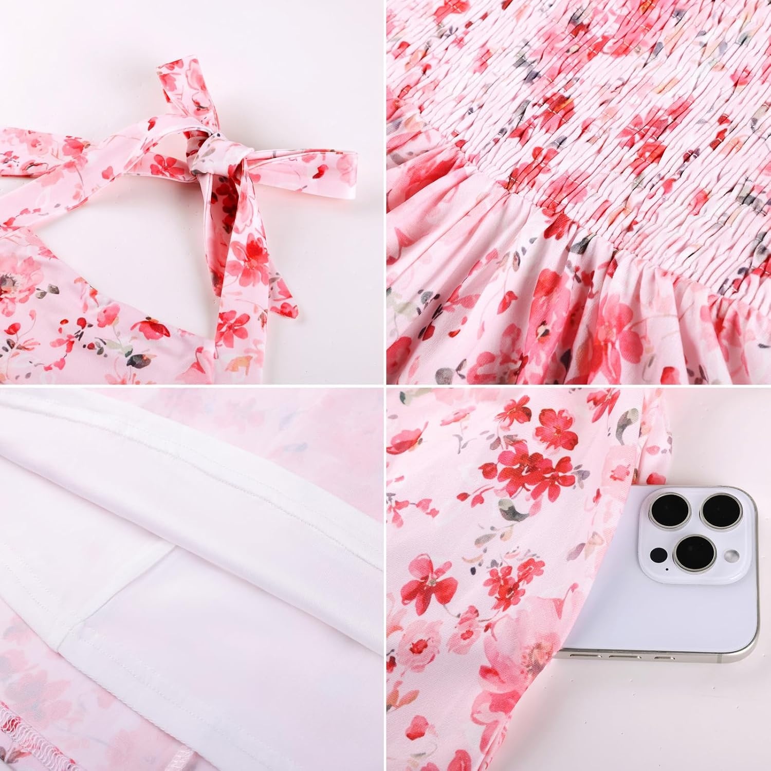 image:imageGrace Karin Girls Floral Summer Spring Halter Tie Back Dresses Size 716Pinkred Floral