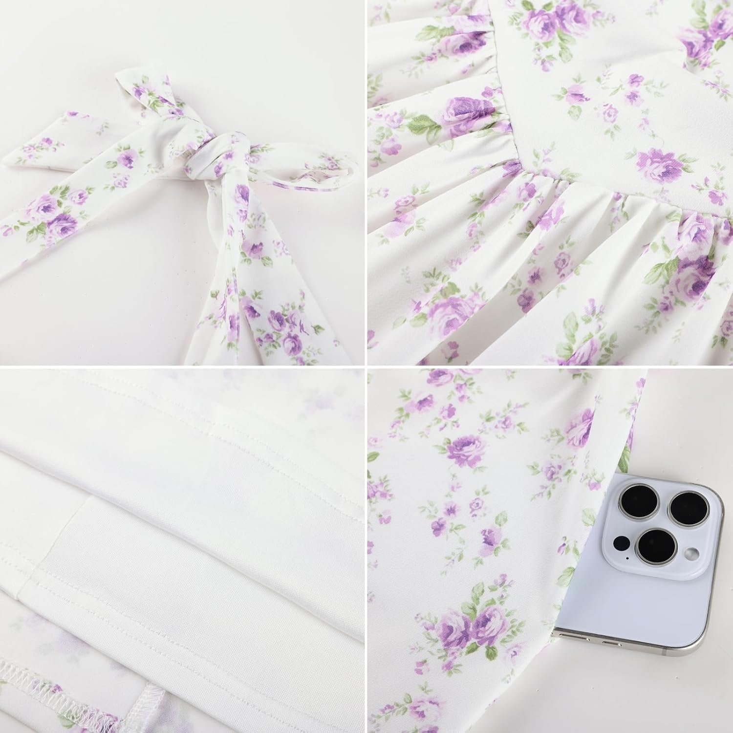 image:imageGrace Karin Girls Floral Summer Spring Halter Tie Back Dresses Size 716Purple Green Floral