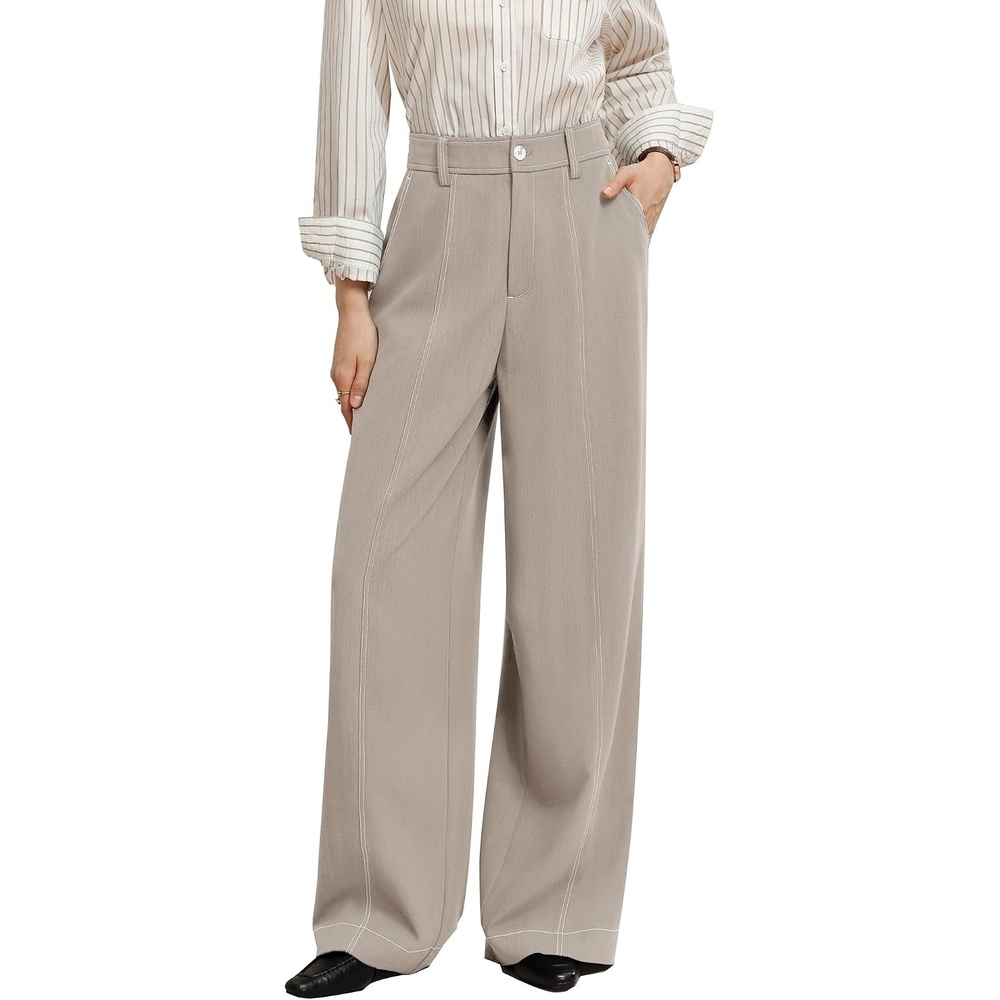 image:imageGRACE KARIN Wide Leg Casual Pants for Women 2026 Fall Comfy TrousersApricot