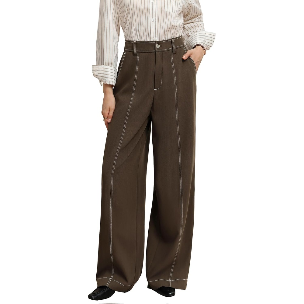 image:imageGRACE KARIN Wide Leg Casual Pants for Women 2026 Fall Comfy TrousersDark Brown