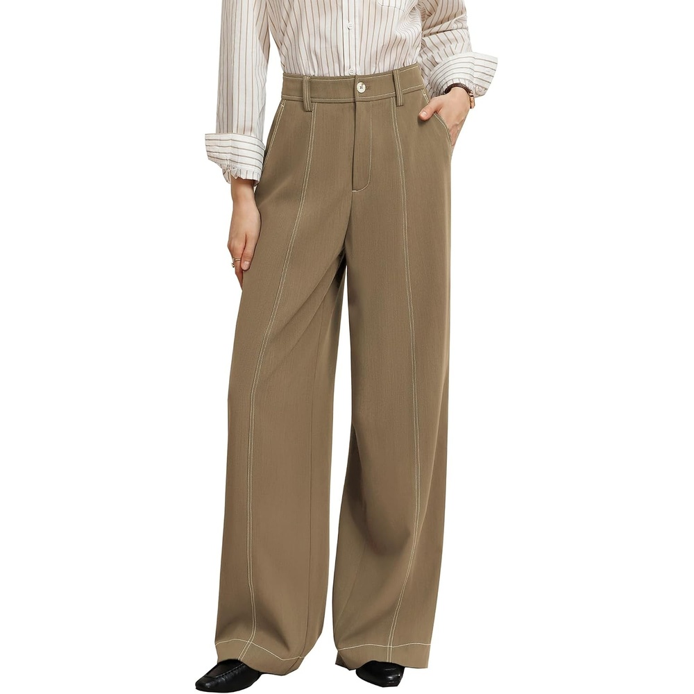 image:imageGRACE KARIN Wide Leg Casual Pants for Women 2026 Fall Comfy TrousersKhaki