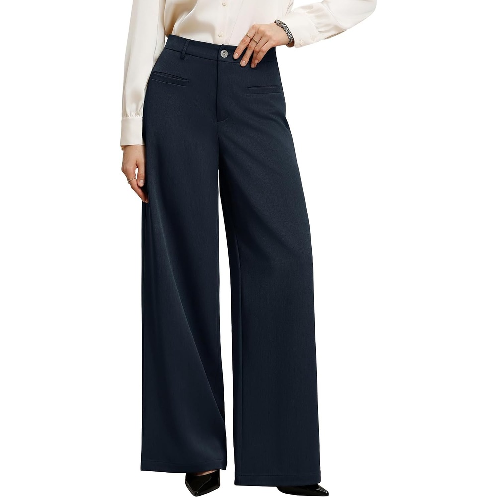 image:imageGRACE KARIN Wide Leg Work Pants Women Business Casual Dress PantsNavy