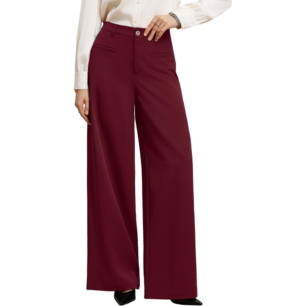 image:imageGRACE KARIN Wide Leg Work Pants Women Business Casual Dress PantsWine
