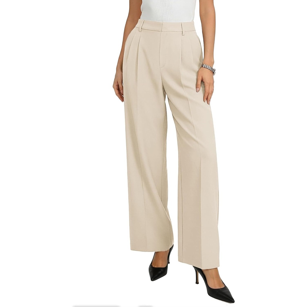 image:imageGRACE KARIN Womens Wide Leg Work Pants Trousers Casual Office SlacksApricot