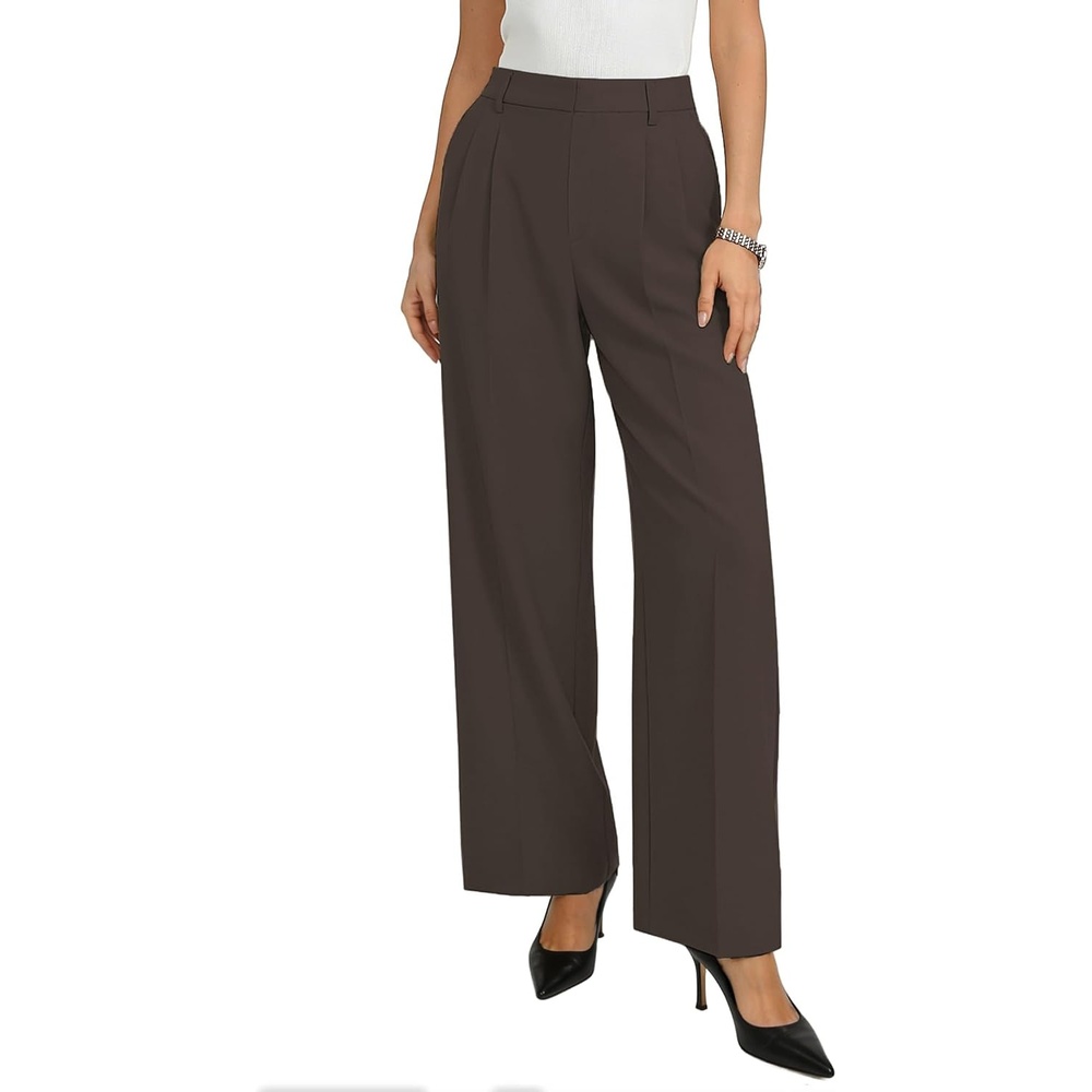 image:imageGRACE KARIN Womens Wide Leg Work Pants Trousers Casual Office SlacksCoffee