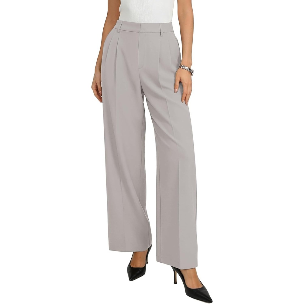 image:imageGRACE KARIN Womens Wide Leg Work Pants Trousers Casual Office SlacksTaupe