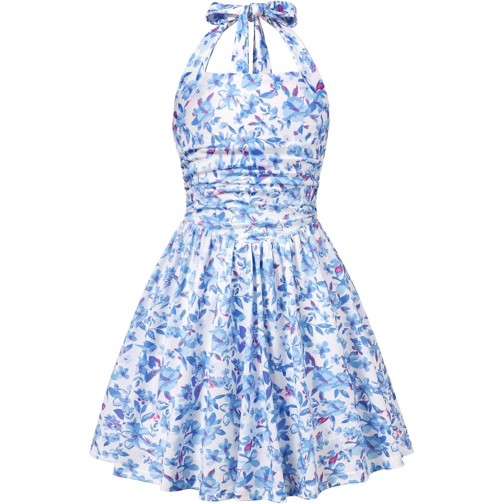 image:imageGrace Karin Girls Floral Summer Spring Halter Tie Back Dresses Size 716Bluepurple Floral