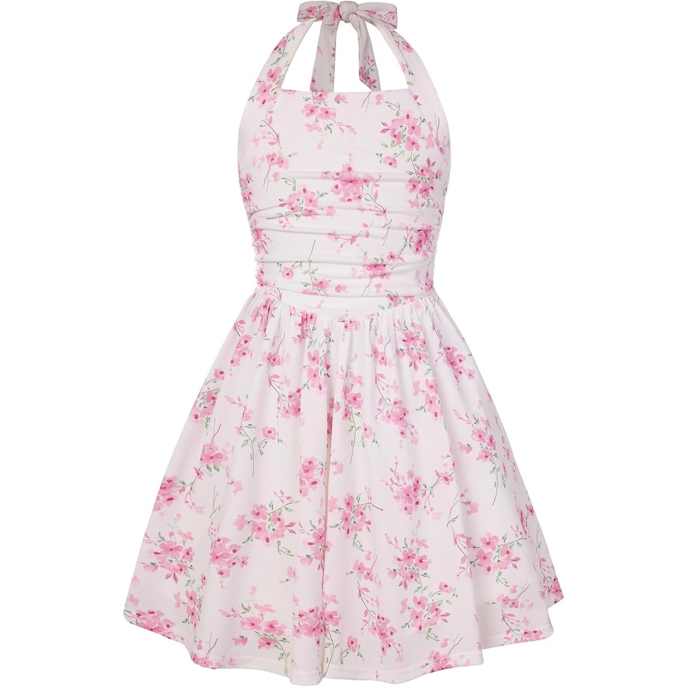 image:imageGrace Karin Girls Floral Summer Spring Halter Tie Back Dresses Size 716Pink