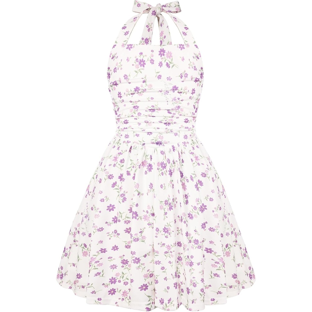image:imageGrace Karin Girls Floral Summer Spring Halter Tie Back Dresses Size 716Purple
