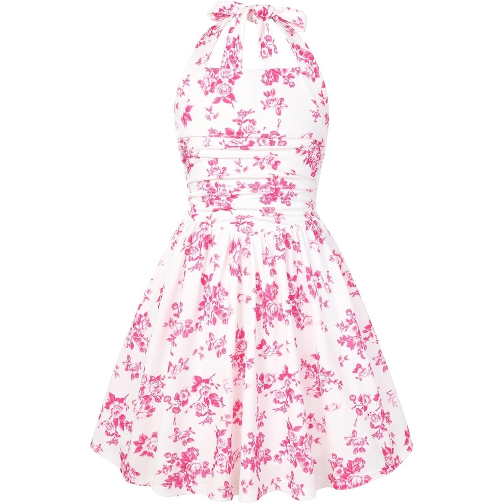 image:imageGrace Karin Girls Floral Summer Spring Halter Tie Back Dresses Size 716Rose Red