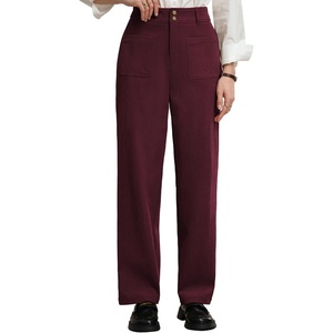 GRACE KARIN Casual Corduroy Pants for Women 2026 Pencil Trousers(Wine)
