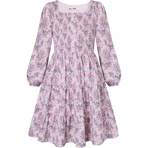 GRACE KARIN Girls Fall Long Sleeve Floral Christmas Teen Dress Size 6-14(Pink Blue Floral)