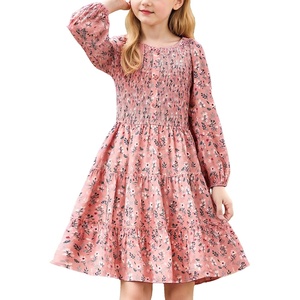 GRACE KARIN Girls Fall Long Sleeve Floral Christmas Teen Dress Size 6-14(Pink-floral)