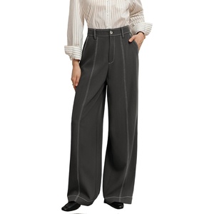 GRACE KARIN Wide Leg Casual Pants for Women 2026 Fall Comfy Trousers(Dark Grey)