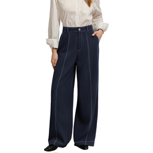 GRACE KARIN Wide Leg Casual Pants for Women 2026 Fall Comfy Trousers(Navy Blue)