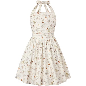 Grace Karin Girls Floral Summer Spring Halter Tie Back Dresses Size 7-16(Apricot&blue Pink Floral)