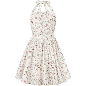 Grace Karin Girls Floral Summer Spring Halter Tie Back Dresses Size 7-16(Apricot&gray Pink Floral)