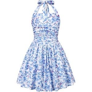 Grace Karin Girls Floral Summer Spring Halter Tie Back Dresses Size 7-16(Blue&purple Floral)