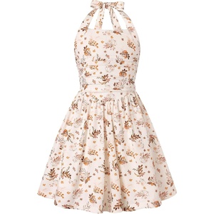 Grace Karin Girls Floral Summer Spring Halter Tie Back Dresses Size 7-16(Orange Brown Floral)