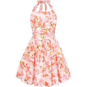 Grace Karin Girls Floral Summer Spring Halter Tie Back Dresses Size 7-16(Orange Floral)