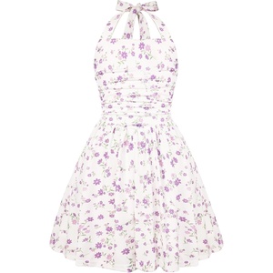 Grace Karin Girls Floral Summer Spring Halter Tie Back Dresses Size 7-16(Purple)