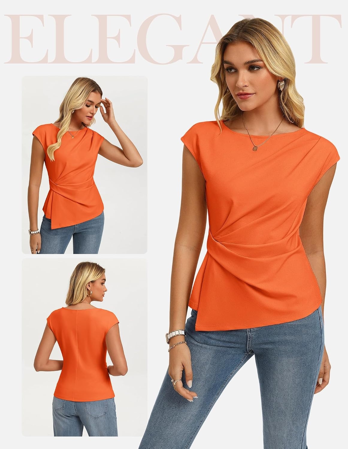 image:imageGRACE KARIN Womens 2026 Summer Tops Dressy Peplum ShirtOrange