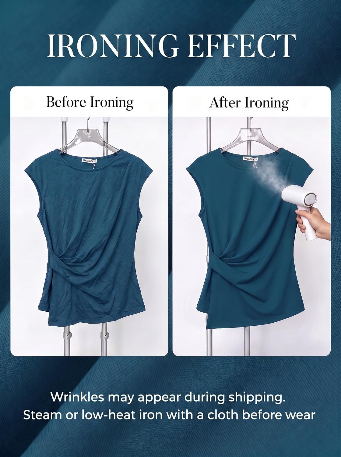 image:imageGRACE KARIN Womens 2026 Summer Tops Dressy Peplum ShirtPeacock Blue