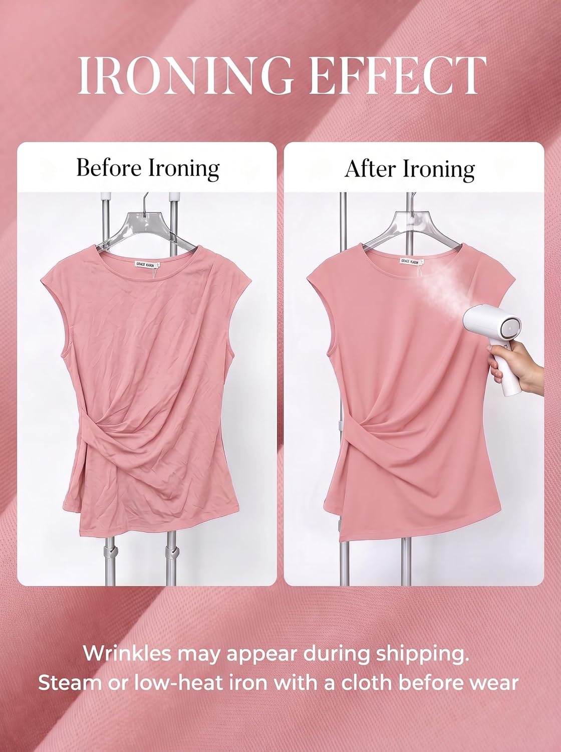 image:imageGRACE KARIN Womens 2026 Summer Tops Dressy Peplum ShirtPink