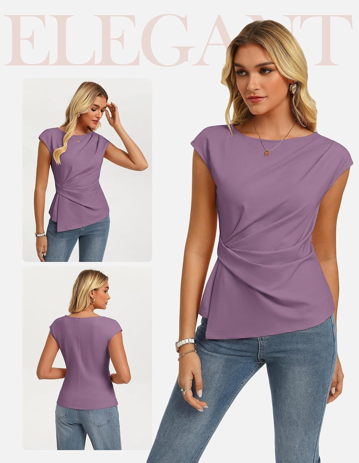 image:imageGRACE KARIN Womens 2026 Summer Tops Dressy Peplum ShirtPurple