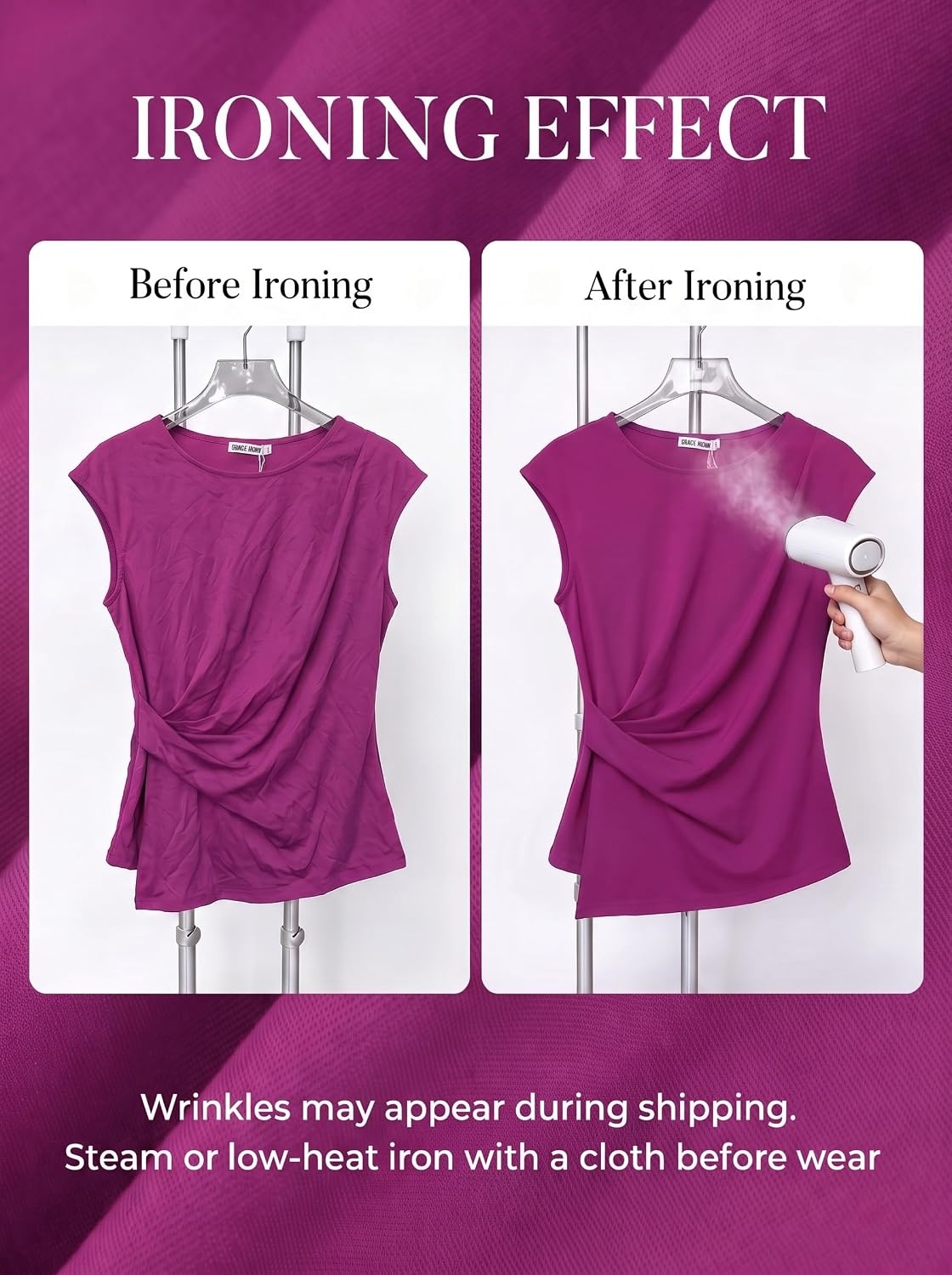 image:imageGRACE KARIN Womens 2026 Summer Tops Dressy Peplum ShirtPurplishred