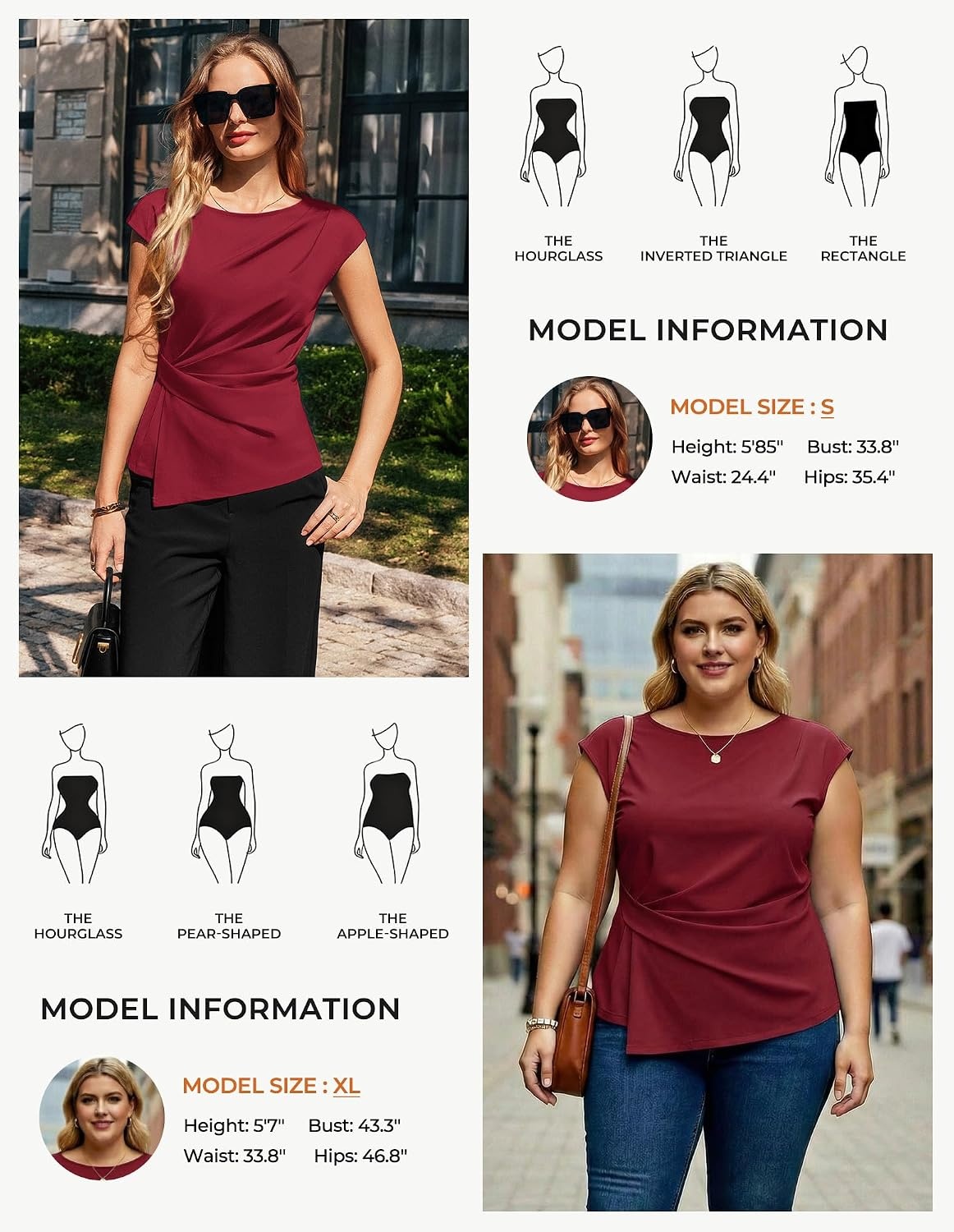 image:imageGRACE KARIN Womens 2026 Summer Tops Dressy Peplum ShirtWine Red