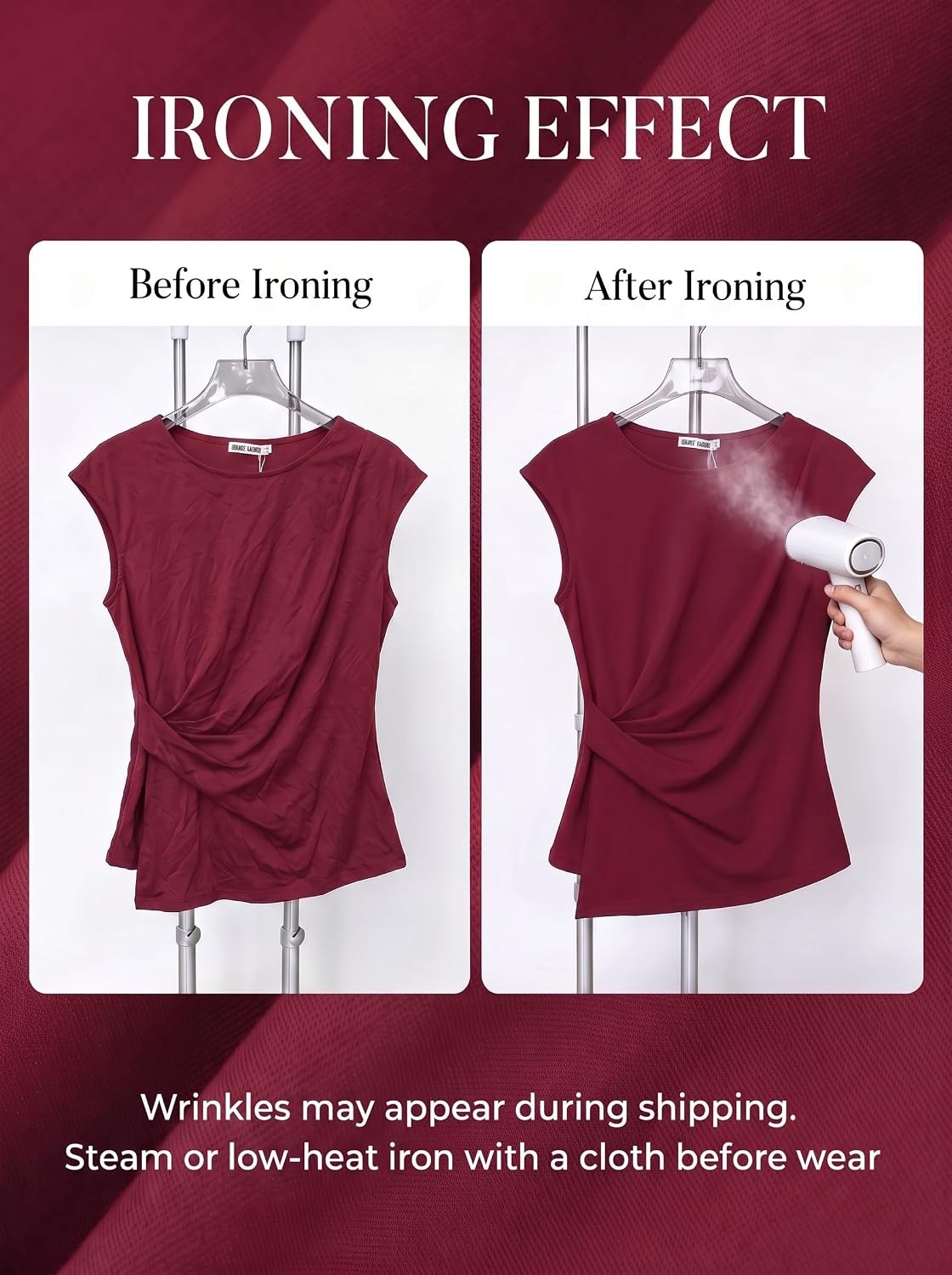 image:imageGRACE KARIN Womens 2026 Summer Tops Dressy Peplum ShirtWine Red