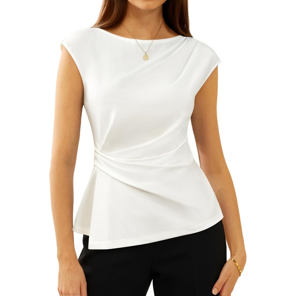 image:imageGRACE KARIN Womens 2026 Summer Tops Dressy Peplum ShirtWhite