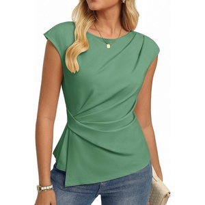GRACE KARIN Women’s 2026 Summer Tops Dressy Peplum Shirt(Light Green)