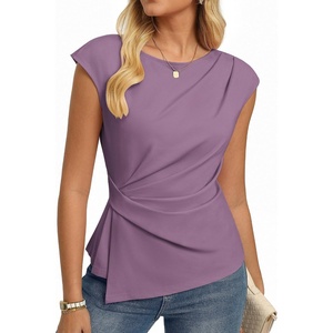 GRACE KARIN Women’s 2026 Summer Tops Dressy Peplum Shirt(Purple)