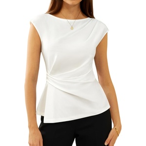 GRACE KARIN Women’s 2026 Summer Tops Dressy Peplum Shirt(White)