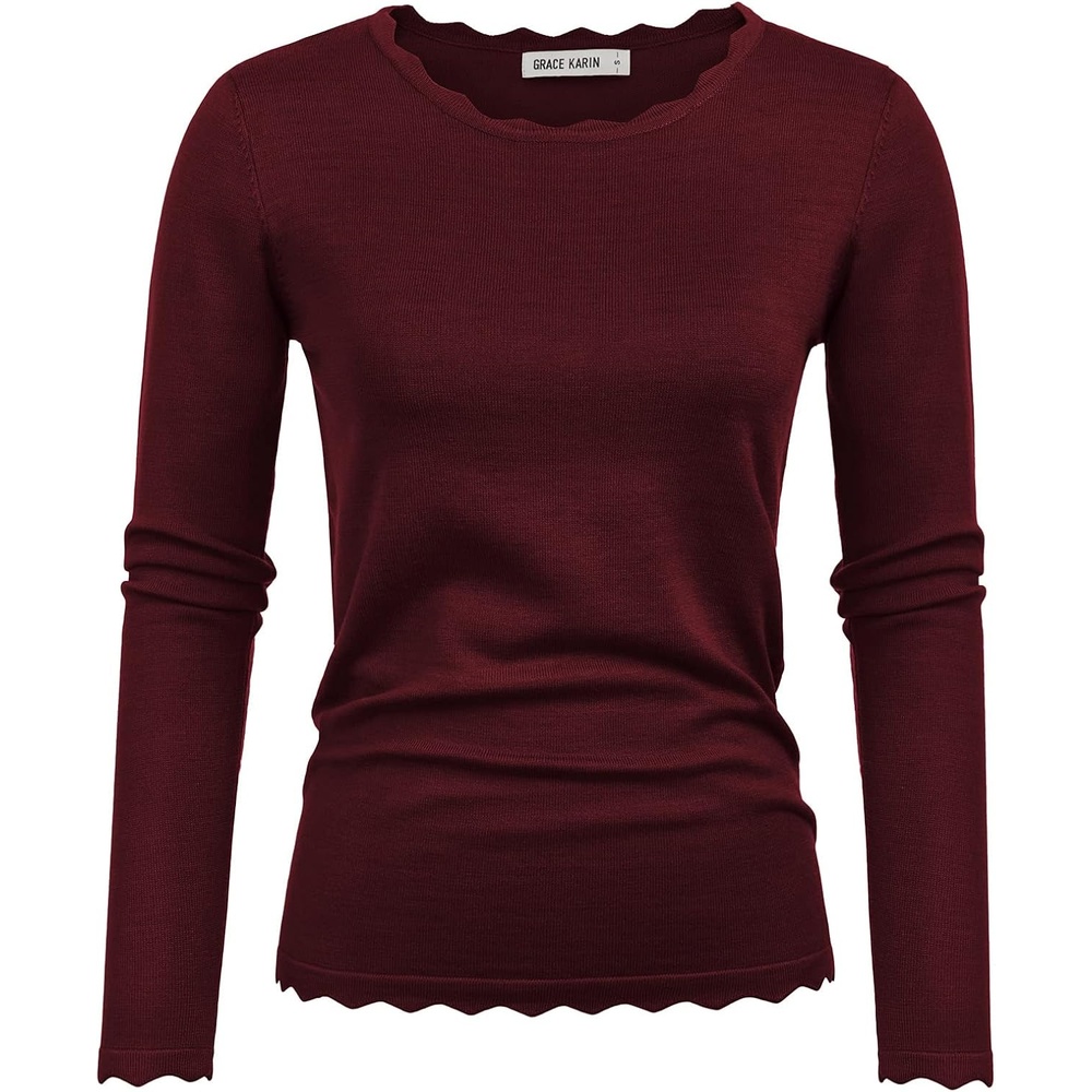 image:imageGRACE KARIN Long Sleeve Fall Sweaters for Women Trendy Business Casual TopsDark Wine