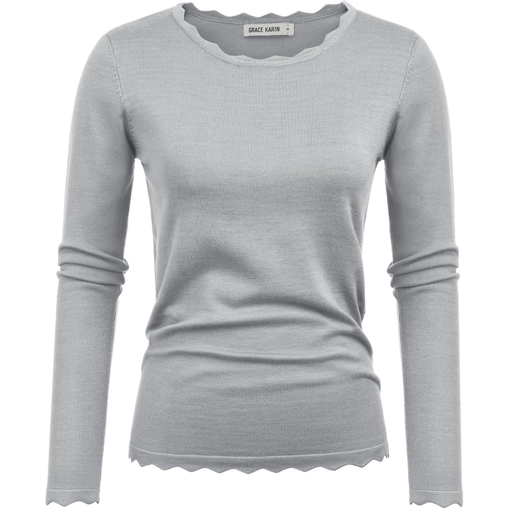 image:imageGRACE KARIN Long Sleeve Fall Sweaters for Women Trendy Business Casual TopsLight Grey