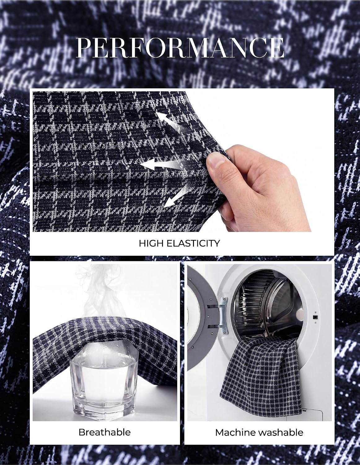 image:imageGRACE KARIN Women Long Sleeve Work Business Pencil Tweed DressNavy
