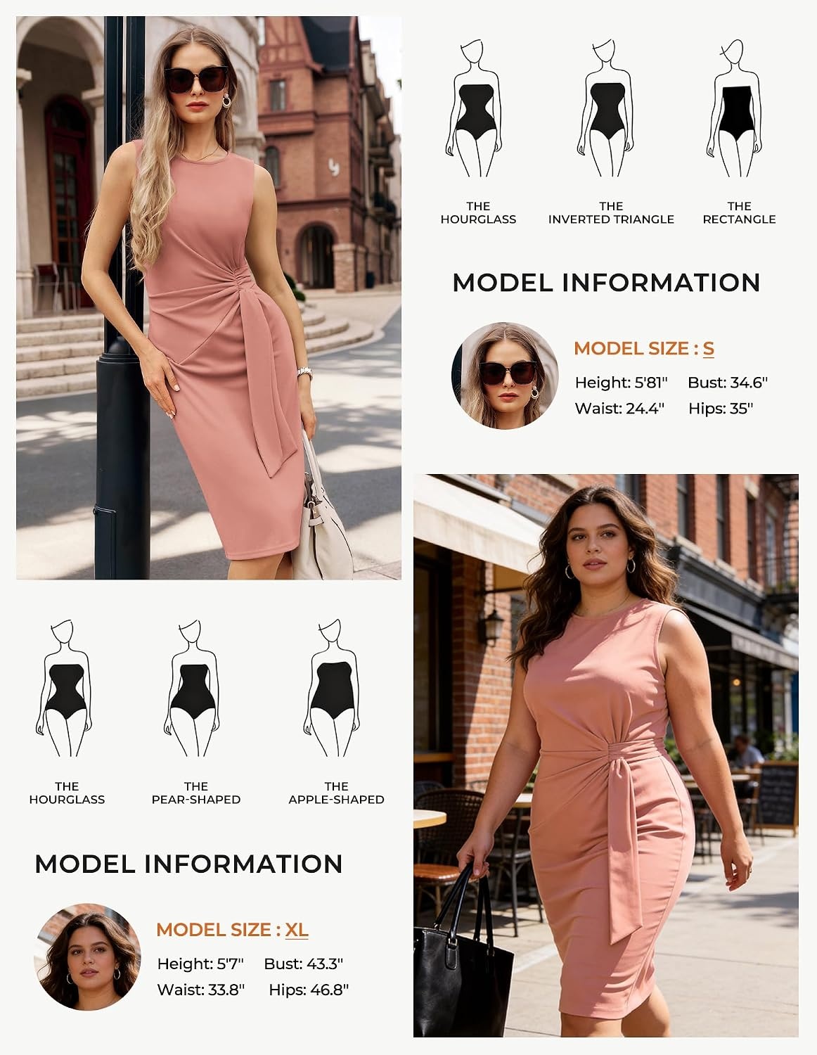 image:imageGRACE KARIN Women Sleeveless Bodycon Work DressMidi Sheath Business DressDark Pink