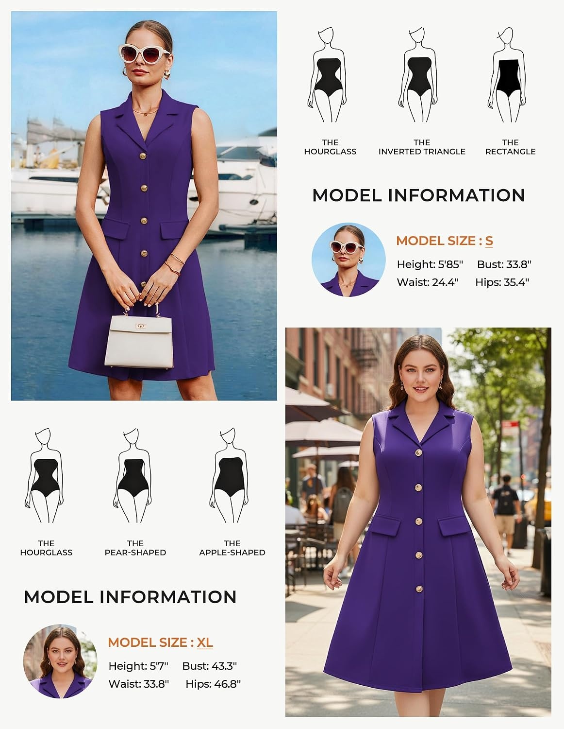 image:imageGRACE KARIN Womens Sleeveless Button Down Work Professional DressesPurple