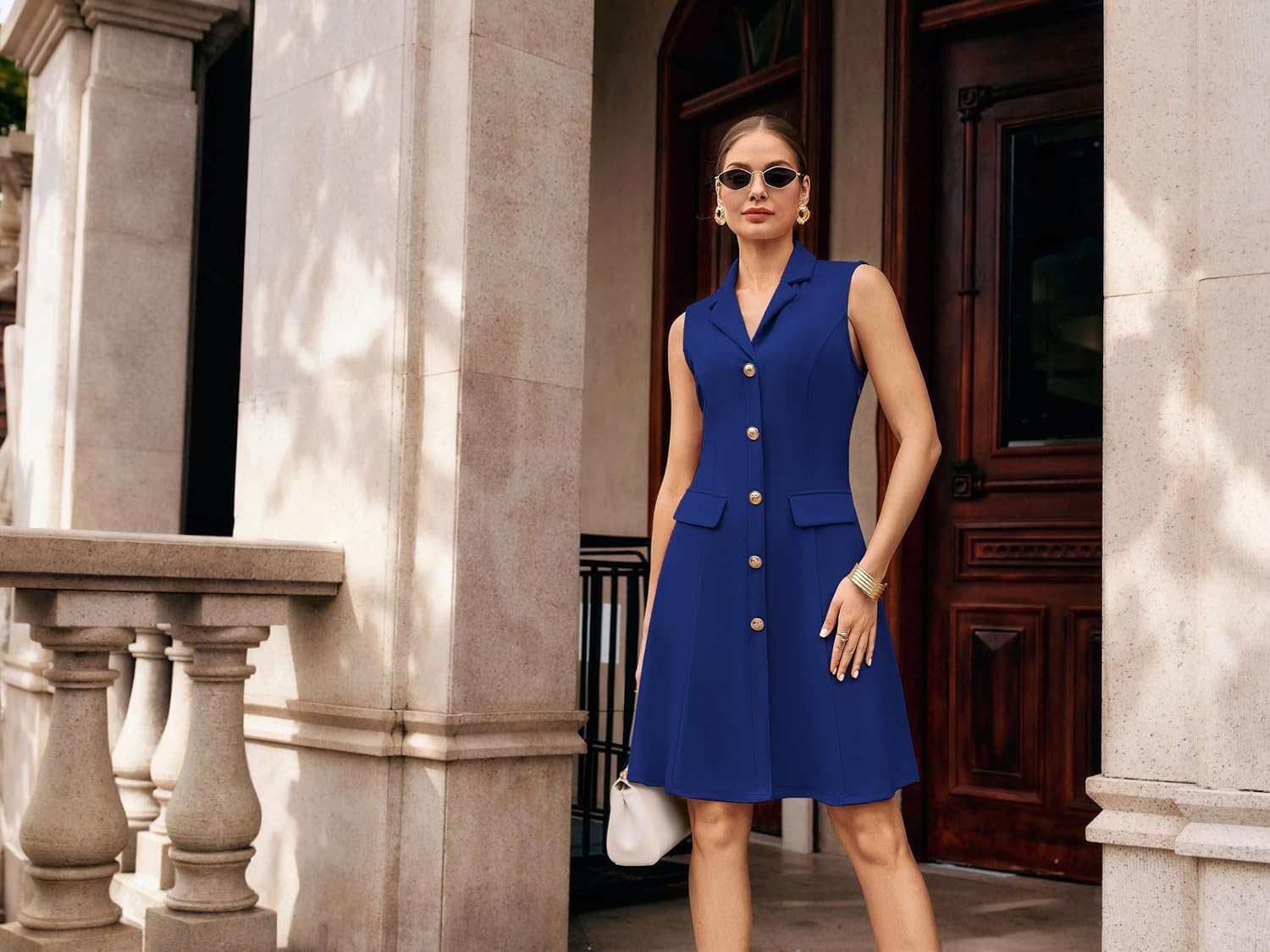 image:imageGRACE KARIN Womens Sleeveless Button Down Work Professional DressesRoyal Blue