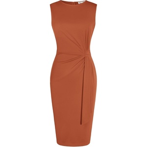 GRACE KARIN Women Sleeveless Bodycon Work Dress,Midi Sheath Business Dress(Caramel)