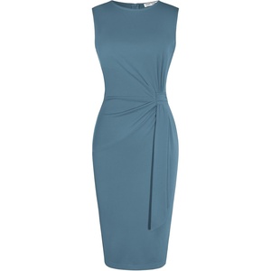 GRACE KARIN Women Sleeveless Bodycon Work Dress,Midi Sheath Business Dress(Dark Gray Blue)