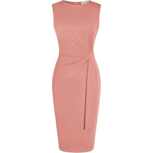GRACE KARIN Women Sleeveless Bodycon Work Dress,Midi Sheath Business Dress(Dark Pink)