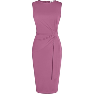 GRACE KARIN Women Sleeveless Bodycon Work Dress,Midi Sheath Business Dress(Deep Purle Pink)
