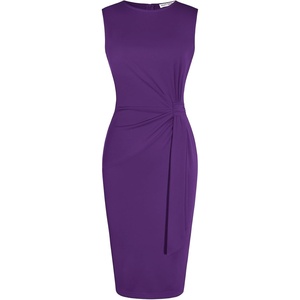 GRACE KARIN Women Sleeveless Bodycon Work Dress,Midi Sheath Business Dress(Purple)