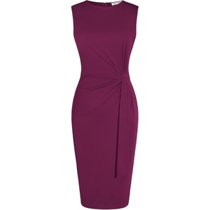 GRACE KARIN Women Sleeveless Bodycon Work Dress,Midi Sheath Business Dress(Rose Purple)