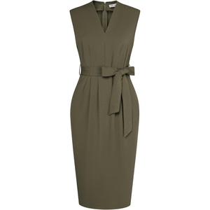 GRACE KARIN Women’s Bodycon Knee Length Sleeveless Dress with Pockets(Army Green)